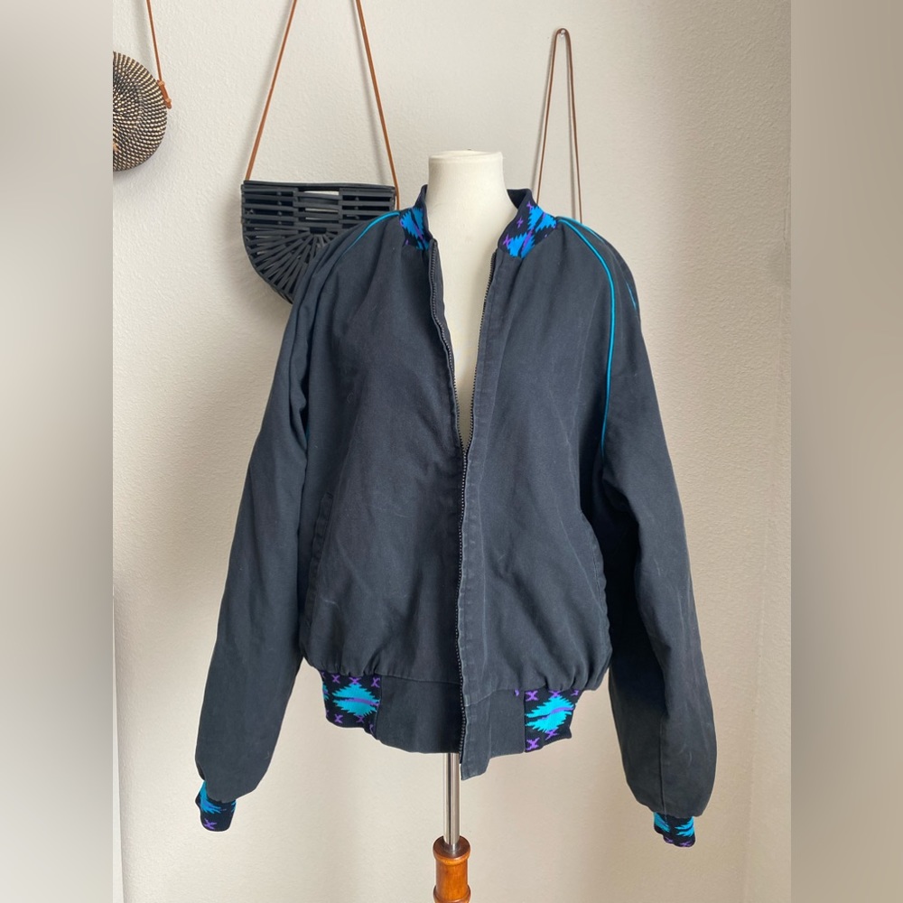 Vintage David James Aztec Black Western Lined Pockets USA